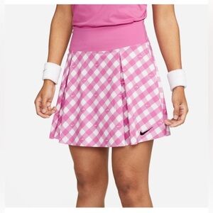 Nike Dri-Fit Club checkered Pink White Printed tennis Skirt skort size small new